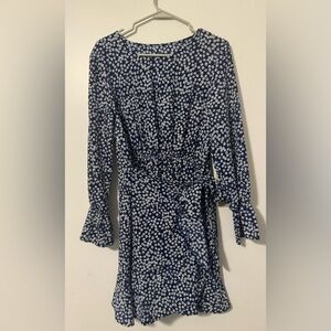 Long Sleeve Blue & White Floral Dress